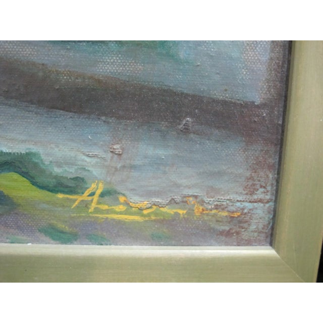 Still Life of Sunflowers in Vase Reflection Framed Signed Unknown Oil Painting For Sale - Image 4 of 6