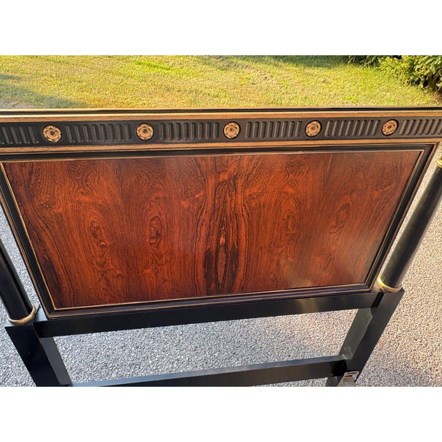 Pair Black Lacquer Vintage Hollywood Regency Twin Poster Beds For Sale - Image 4 of 10