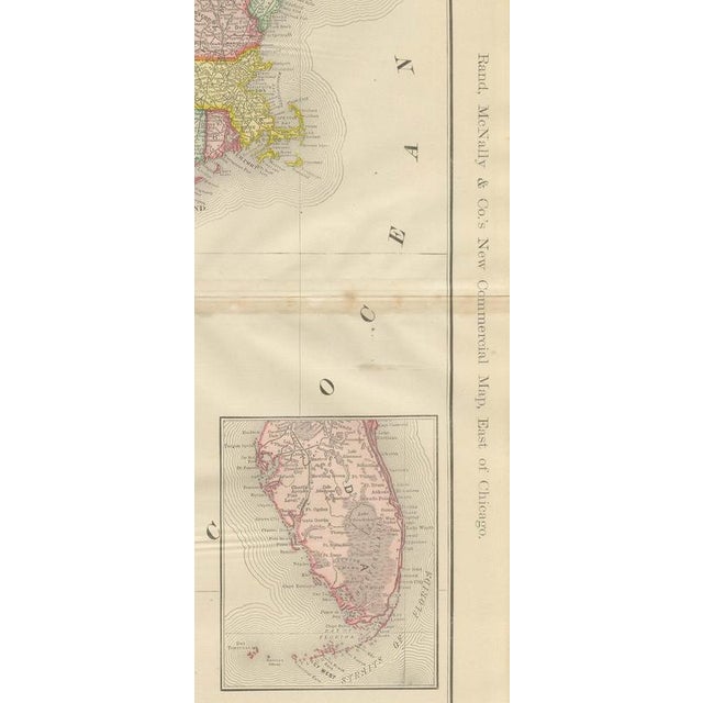 Antique Map of the Eastern United States with Florida Inset from Rand McNally, 1899 For Sale - Image 4 of 12