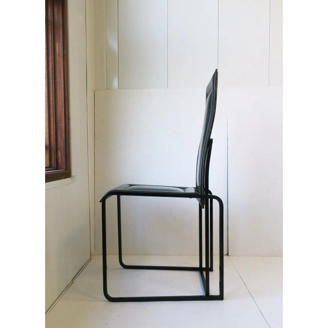 Postmodern Italian Black Leather Chairs 1970s, Italy, Pair For Sale In New York - Image 6 of 13