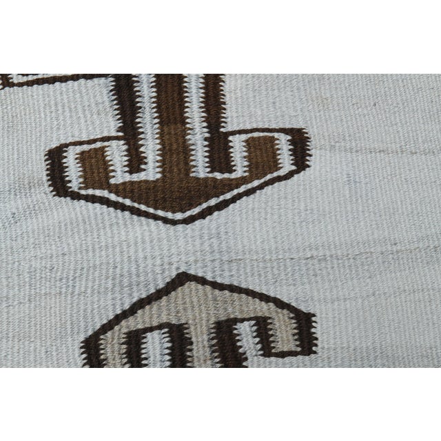 1970s Vintage Turkish Oushak Handmade Wool Cotton Blue Runner Rug For Sale - Image 10 of 11