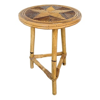 Star-Shaped Rattan Side Table, 1960s For Sale