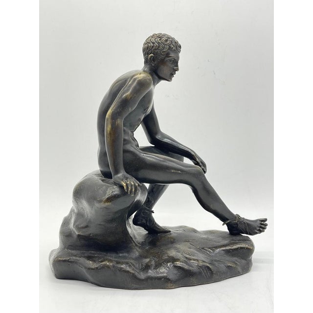Seated Athletic Youth, Bronze Sculpture For Sale - Image 3 of 18