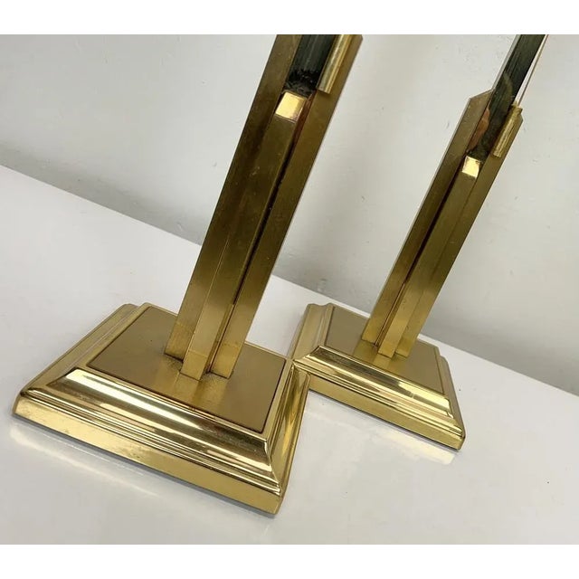 Large Brass Skyscraper Table Lamps, 1970s, Set of 2 For Sale - Image 9 of 11