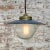 Vintage Blue Enamel and Brass Frosted Glass Pendant Light For Sale - Image 4 of 6