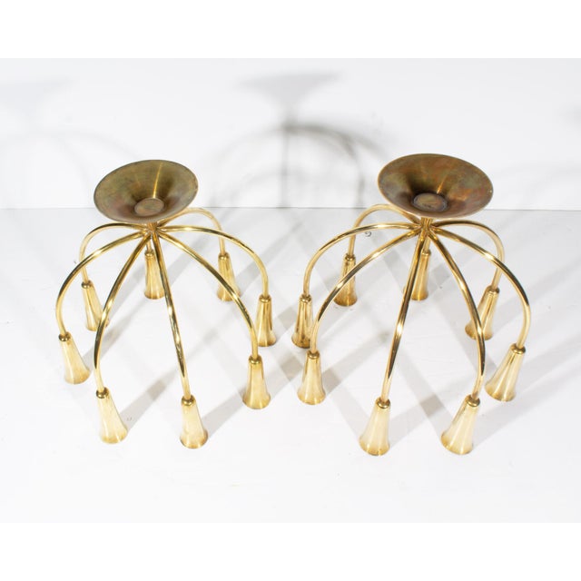 Brass Svend Aage Holm Sorensen Illums Bolighus Brass Candlestick Holders, a Pair For Sale - Image 8 of 9