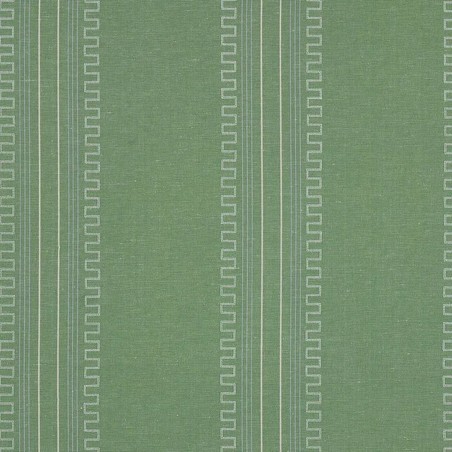 2020s Schumacher X Mary McDonald Greco Stripe Fabric in Green For Sale - Image 5 of 5