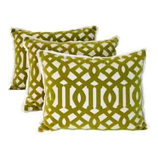 20th Century Schumacher Velvet Pillows- Set of 3 For Sale