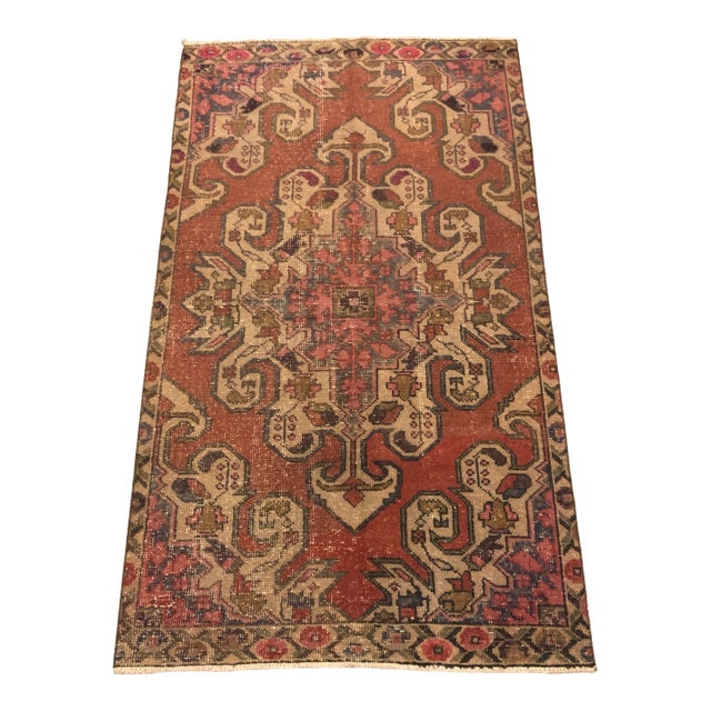 Vintage Turkish Wool Rug-3′11″ × 7′1″ For Sale