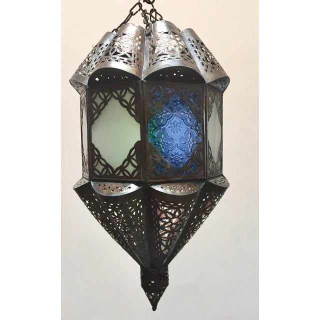 Moroccan Lantern Handcrafted Moorish Pendant Glass For Sale - Image 11 of 11