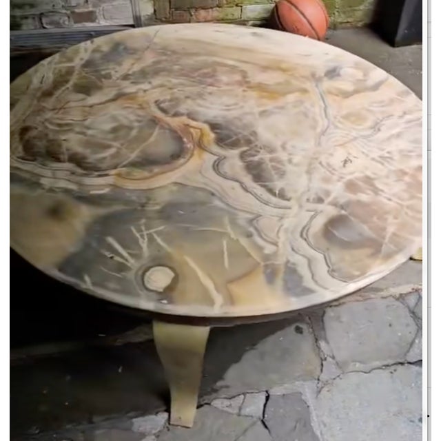 This is a stunning vintage table, beautiful onyx surface which has been taken down to a matte finish from the high gloss...