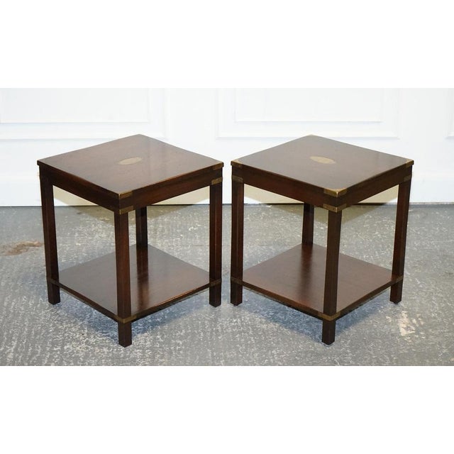 Lovely Exquisite pair Of Bevan Funnell Military Campaign Side End Lamp Tables. A very well-made and high-quality pair of...