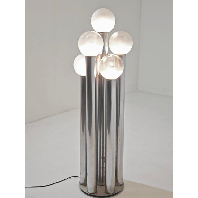 Mid-Century Modern Space Age Floor Lamp in Chromed Metal and Murano Glass by Goffredo Reggiani, Italy, 1970s For Sale - Image 13 of 16