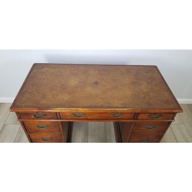 Theodore Alexander Traditional Solid Wood Embossed Leather Top Desk Chairish