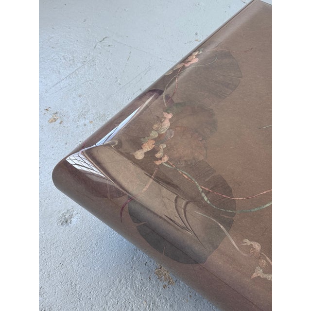 Mauve Late 20th Century Postmodern Laquered Floating Coffee Table by Laque Martin For Sale - Image 8 of 16