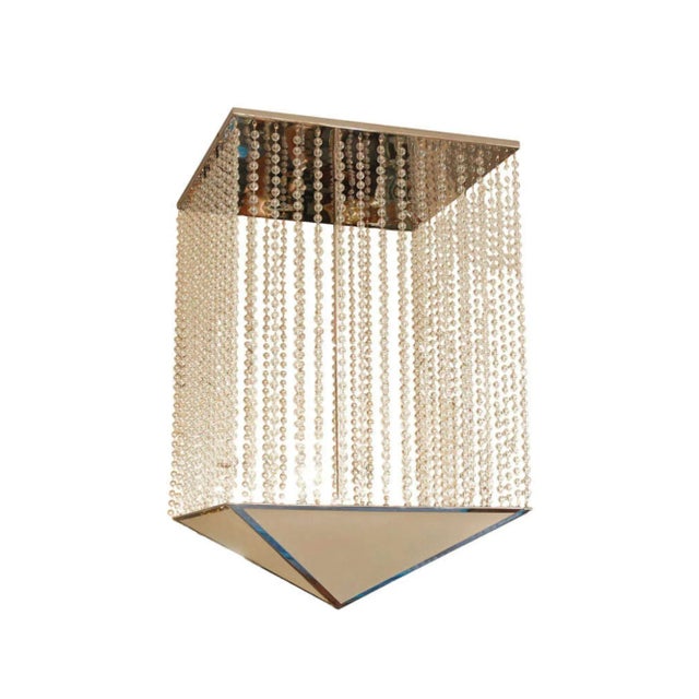 Transparent 1990s Glass Bead Chandelier with Linen Shade by Bryan Cox For Sale - Image 8 of 8