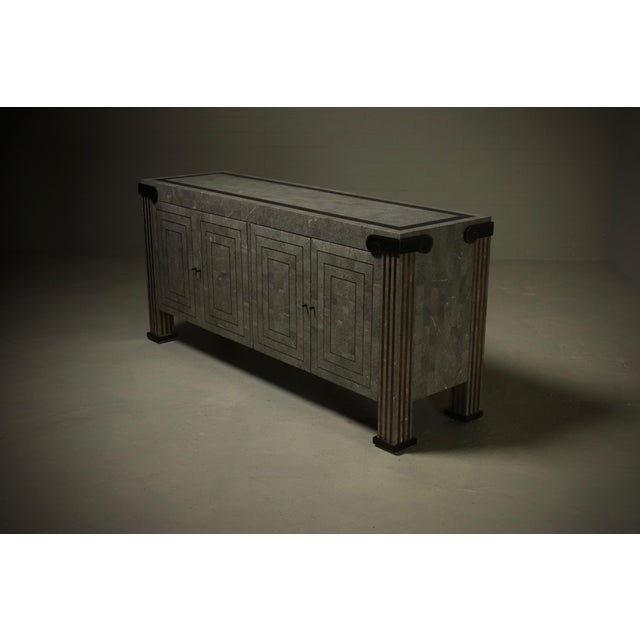 Mid-Century Modern Tessellated Stone and Brass Sideboard from Maitland Smith, 1980s For Sale - Image 3 of 15