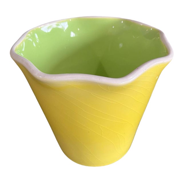 Vintage Portuguese Ceramic Cachepot For Sale