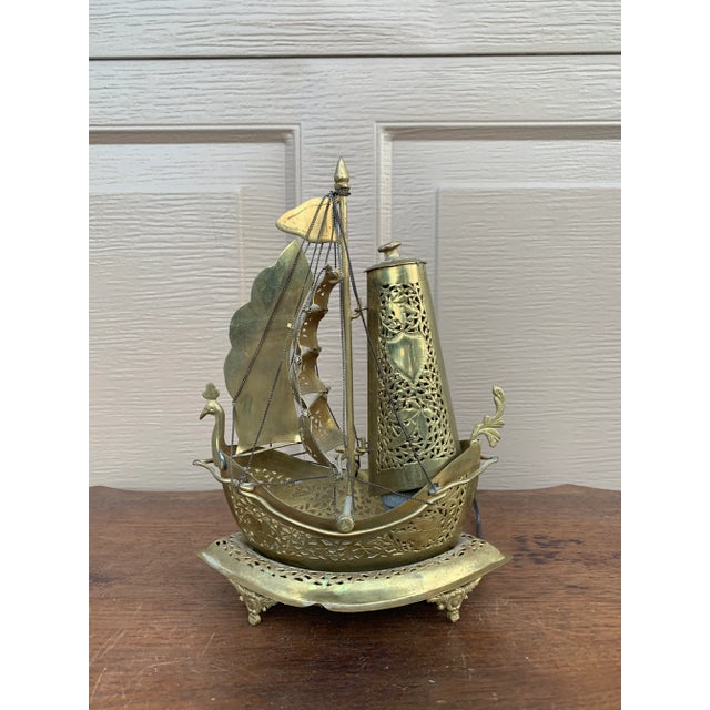 Vintage German Brass Sailing Ship Nightlight | an English Coastal Curiosity For Sale In South Bend - Image 6 of 12