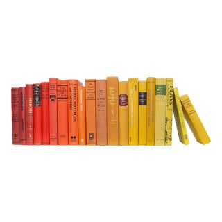 Decorative Books - Vintage Sunset Ombré Books - Red and Orange Books By The Foot For Sale
