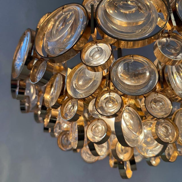 1970s Postmodern 24-Karat Gold-Plated 6-Light Chandelier by Gaetano Sciolari for Palwa, 1970s For Sale - Image 5 of 18