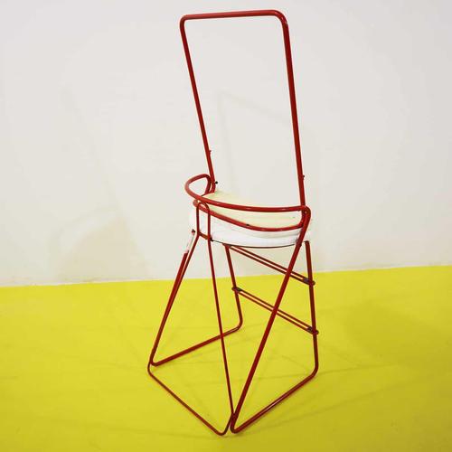 Red Metal Step Stool with White Plastic Seat from Norda For Sale - Image 10 of 12