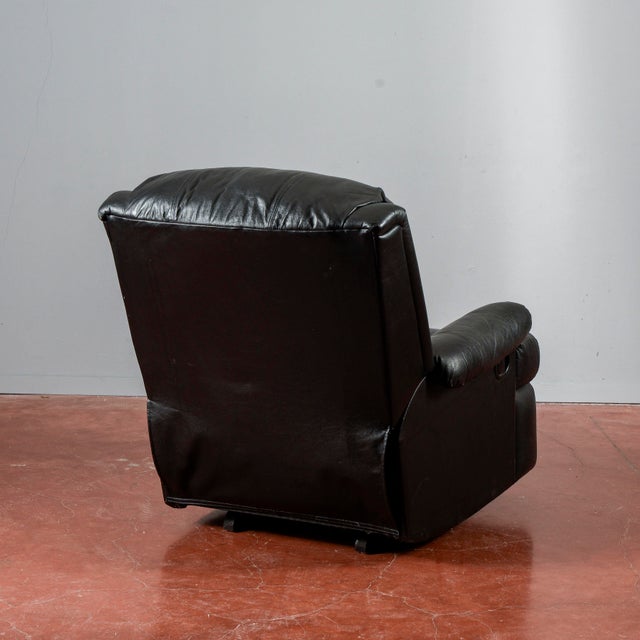Reclining Black Leather Armchair For Sale - Image 16 of 18
