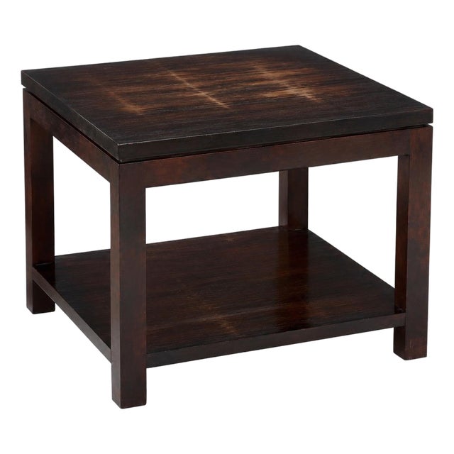 Late 20th Century Williams-Sonoma Home Dark Walnut End Table With Lower Shelf For Sale