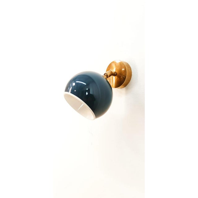 Adjustable Sconce with Blue Metal Dome For Sale - Image 10 of 15