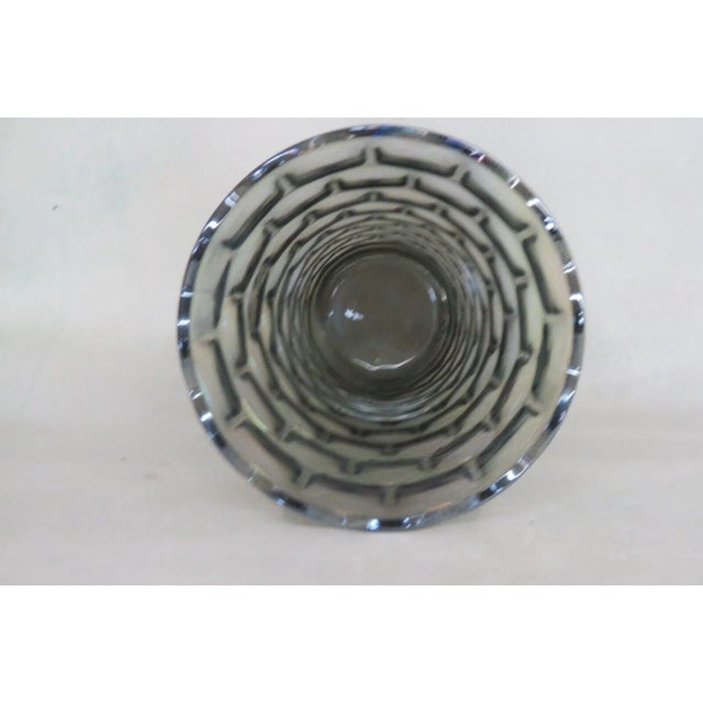 Blue Federal Carnival Glass Yorktown Thumbprint Design Iridescent Vase For Sale - Image 8 of 10