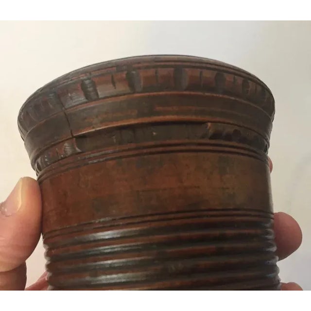 Antique early 19th century Georgian mahogany treen box and cover. Profusely carved. Pleasing patina and good color....