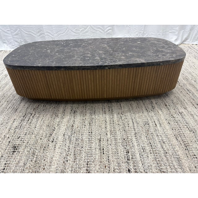 Restoration Hardware Rh Mulholland Emperador Plinth Rectangular Coffee Table – 60" For Sale - Image 4 of 18