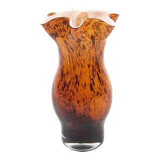 Contemporary Amber Art Glass Vase For Sale