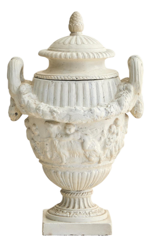 Vintage Italian Neoclassical Plaster Urn with Handles - 2 Available