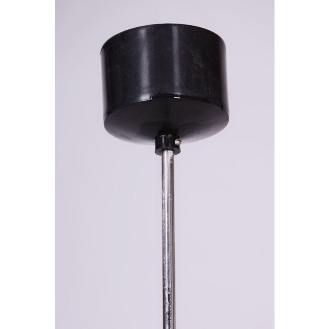 Mid-Century Chandelier in Chrome, Blackened Steel and Glass, Czech, 1960s For Sale - Image 4 of 8