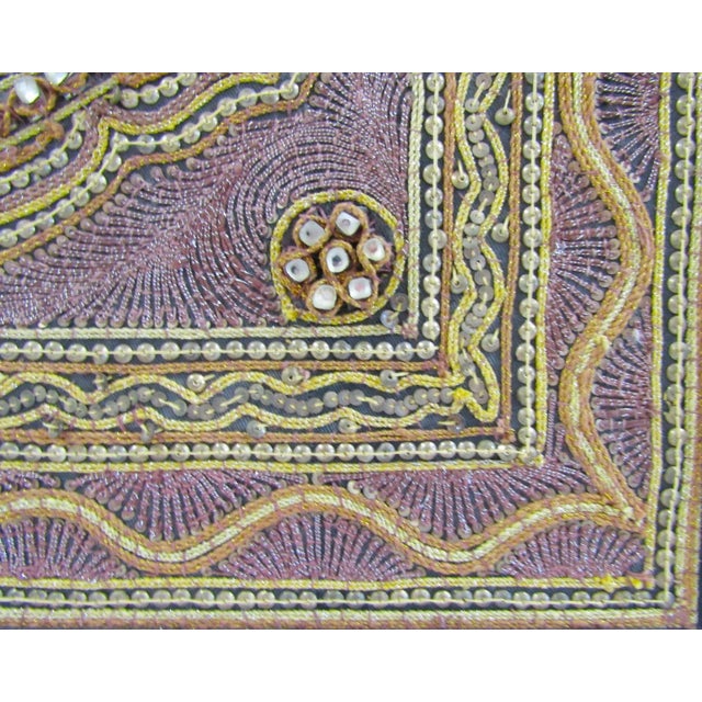 Brown Framed Antique Myanmar Thai Burmese Kalaga Padded Tapestry With Phoenix Bird For Sale - Image 8 of 13