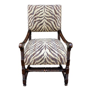 Elegant Designer Spanish Colonial Style Desk Arm Chair For Sale