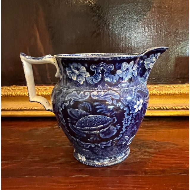 Circa 1830 Staffordshire Dark Blue Transfer Decorated Pitcher by Joseph Stubbs or Longport, Burslem in the Shell Pattern For Sale - Image 12 of 12