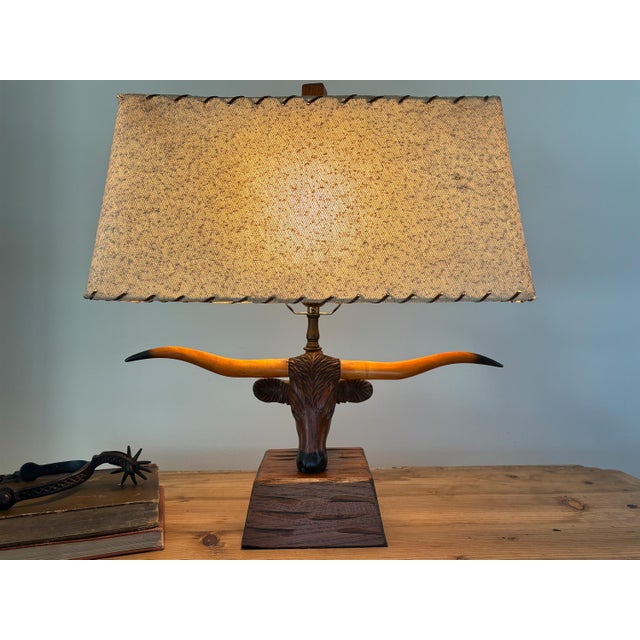 1950s Vintage A. Brandt Ranch Oak Longhorn Steer Table Lamp For Sale In Minneapolis - Image 6 of 11
