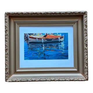 2025 Julian Merrow Smith Boats Sailboats on the French Coast Giclee in Vintage French Frame For Sale