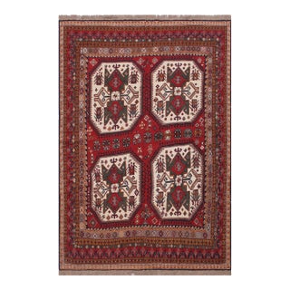 Shabby Chic Soumak Rust/Ivory Wool Rug - 6'2'' X 8'0'' For Sale