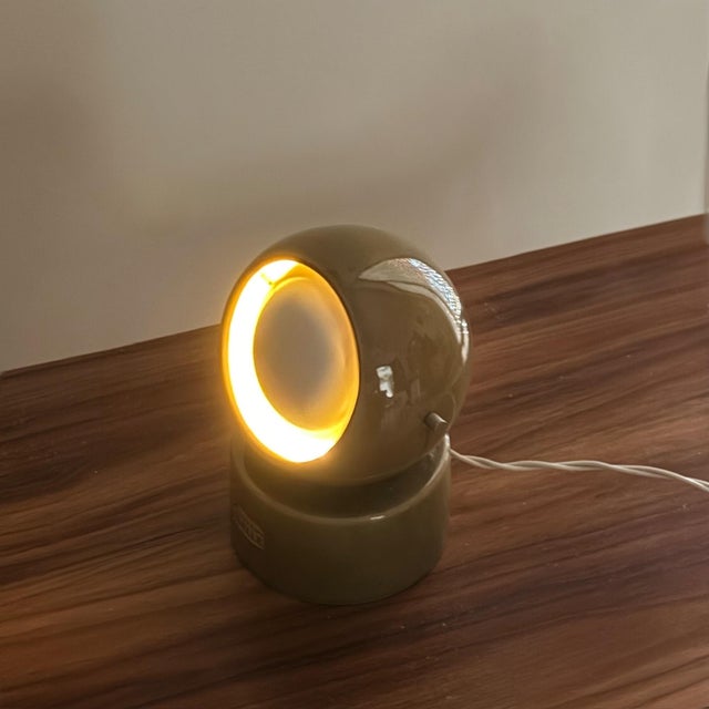 Olive Vintage Space Age Table Lamp in Olive Green Ceramic, Italy, 1970s For Sale - Image 8 of 12