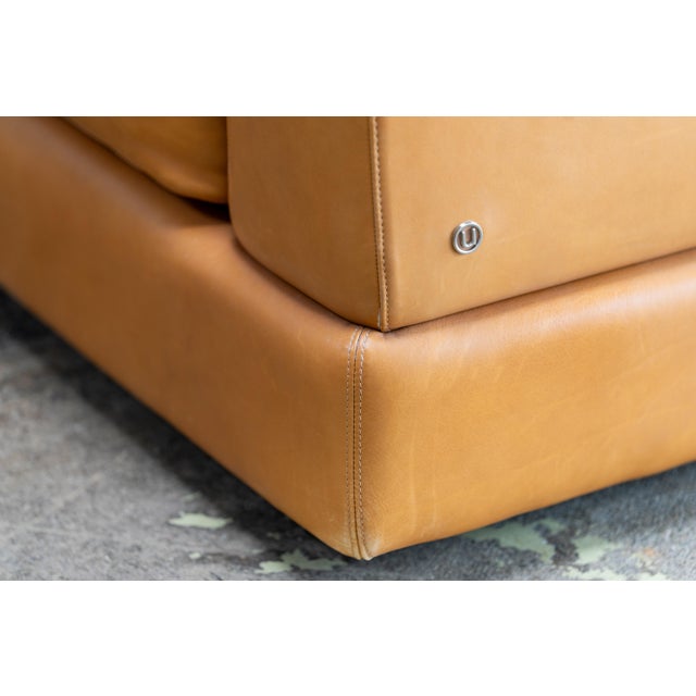 Animal Skin Vintage Corner Sofa in Natuzzi Cognac Leather, Italy, 2004, Set of 5 For Sale - Image 7 of 16
