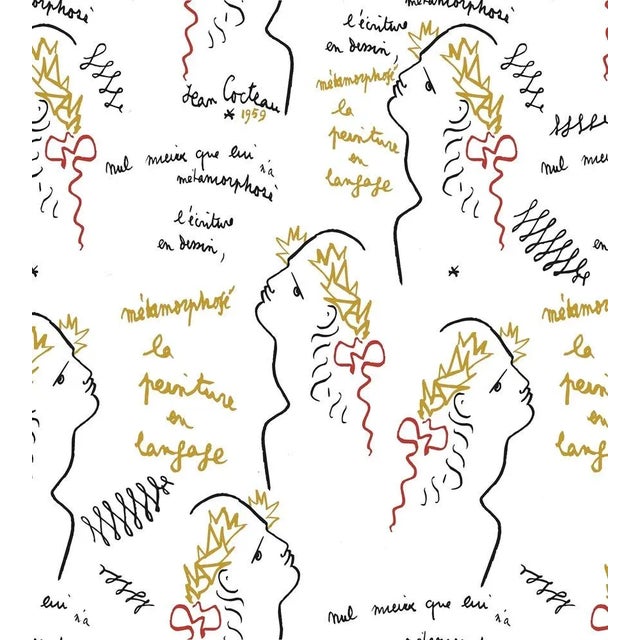 Contemporary Sample - Lelievre for The House of Scalamandr�� Ecriture Wallcovering, Noir For Sale - Image 3 of 3