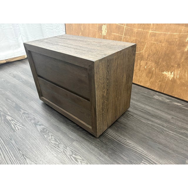 Restoration Hardware Rh Drifted Reclaimed Oak Closed Nightstand – 32" – Drifted Brown Oak For Sale - Image 4 of 18