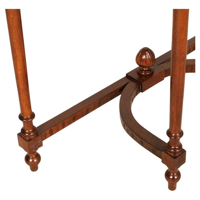 1920s Wax-Polished Walnut Demi-Lune Console Table attributed to Bassanos Ebanistery, 1920s For Sale - Image 5 of 8