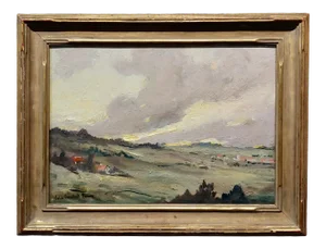 Colin Campbell Cooper -Red Roof Houses in a Countryside Landscape-Oil Painting
