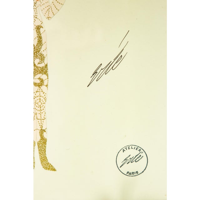 Paper Early 20th Century Erté Fashion Gouache Illustration For Sale - Image 7 of 13