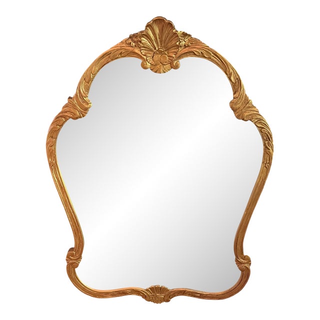 Gold Trim Mirror With Shell Motif For Sale