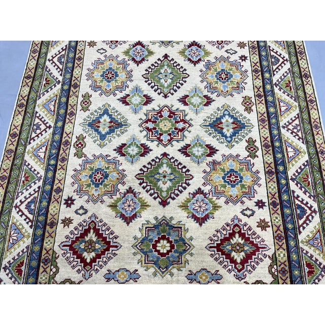 Ivory Kazak Wool Rug With Colorful Medallions, 5'6" X 7'6" For Sale - Image 6 of 14